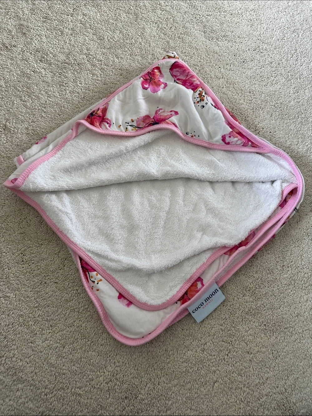 Coco Moon Pink Floral Hooded Baby Towel